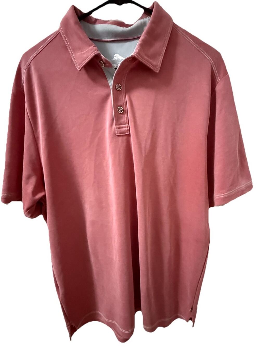 TOMMY BAHAMA Men’s Polo Tencel Lyocell Shirt Salmon Color Short Sleeve Large